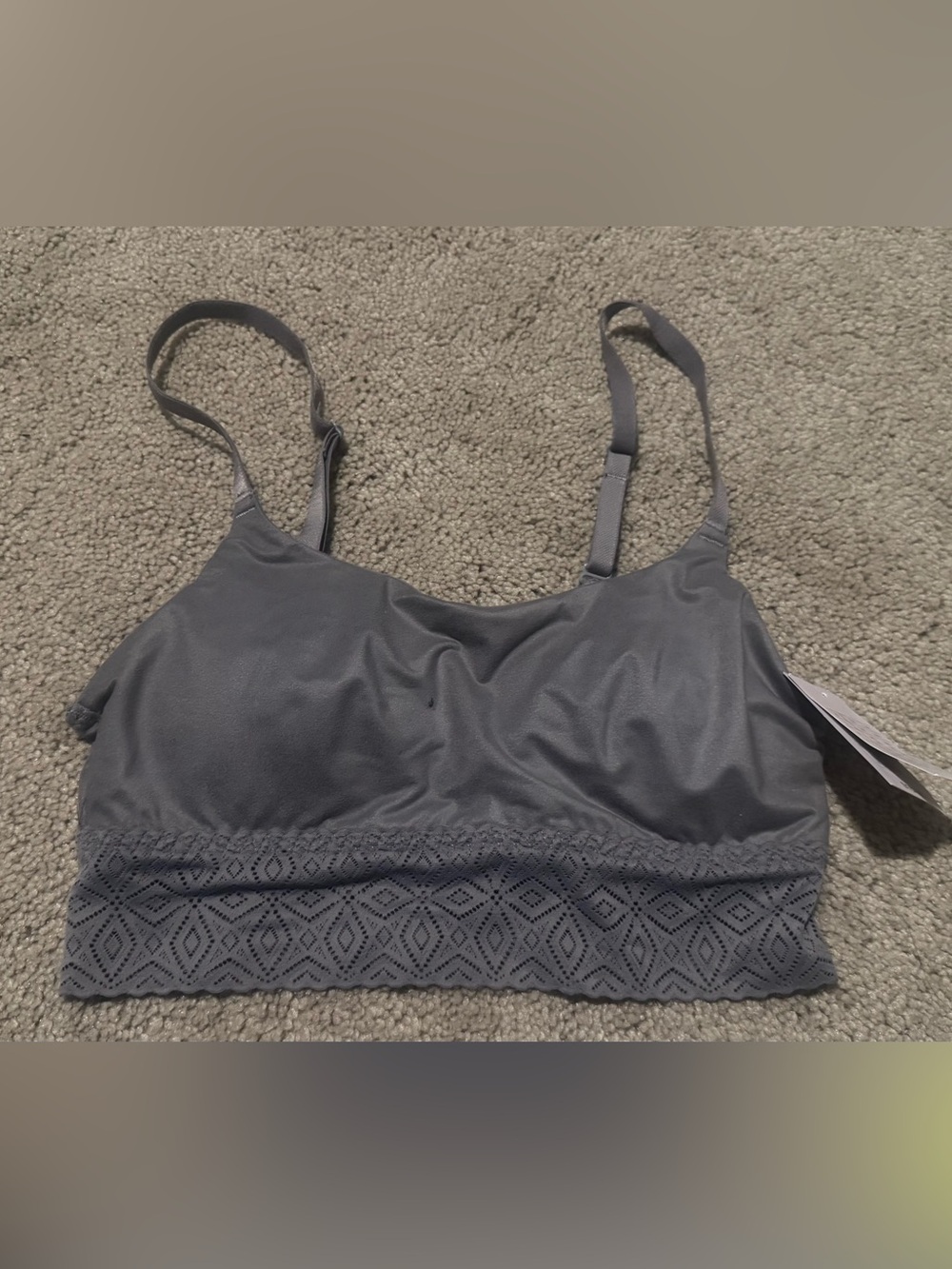 NWT Auden Seamless Lace-Trim Bralette - Gray